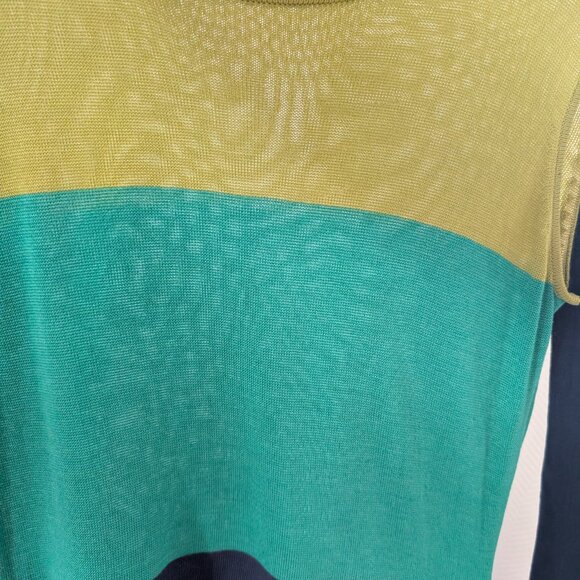 BCBGMAXAZRIA Nomia Silk Blend Color Block Cut Out Midi Dress Lightweight Knit - Picture 11 of 15